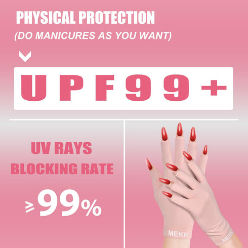 MEKK UV Gloves for Nails, Extra Length UV Light Gloves for Gel Nails UPF99+ UV Gloves Skin Care UV Protection Gloves Professional Manicure Gloves ...