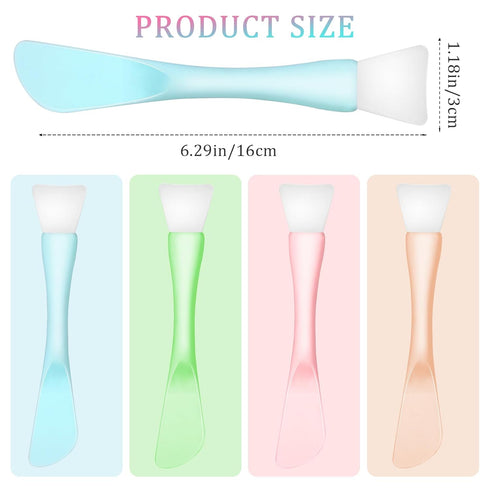Silicone Facial Mask Applicator, 4 Pcs Reusable Double-End Face Mask Brush Washable Beauty Spatula Comestic Tools for Clay, Cream, Gel, and Mud Fa...