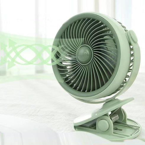Rechargeable Clip Fan with LED Lights, Portable Powerful Clip Multifunctional Fan, Three Speed Mode, Adjustable Angle Fan,Fan with Warm Light, Amb...