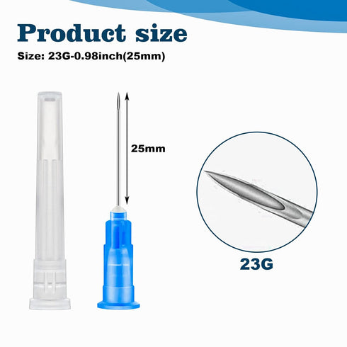 120Pcs 23Gauge Dispensing Needles 1 Inch with Cap Individually Wrapped Sealed for Scientific Labs, Measuring Refilling, Industrial Dispensing Acce...