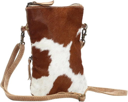Myra Bag White & Brown Cowhide Crossbody Bag S-1173...