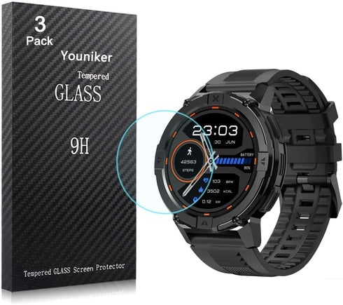 3 Pack Screen Protector Tempered Glass Compatible with Carbinox X-Ranger Smart Watch Smartwatch Screen Protectors Foils Glass 9H 0.3MM Slim Anti-S...