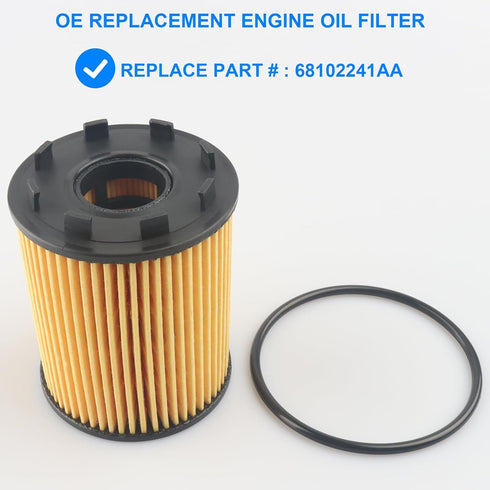 Oil Filter, Replace 68102241AA Compatible with Dodge Fiat Jeep 1.4-2012-2016 Dodge Dart, 2017-2020 Fiat 124 Spider, 2012-2019 Fiat 500 Abarth, 201...