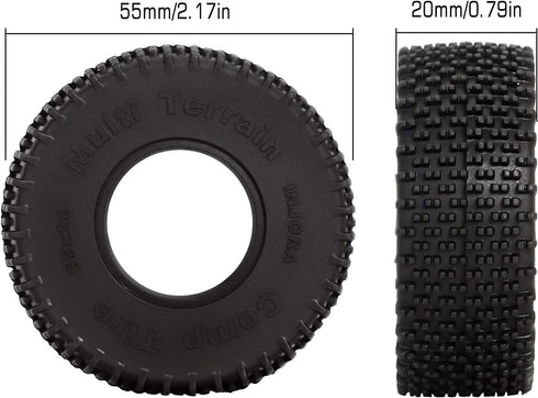 INJORA 1.0 Tires - S5 All Terrain Comp Pin Crawler Tires for TRX4M AX24 SCX24 FCX24 Upgrade Parts,55 * 20mm,T1013...