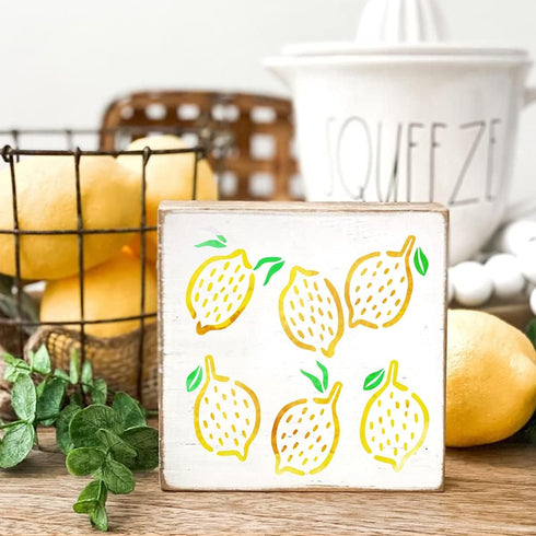 Lemon Stencils, 5 Pcs Summer Painting Stencils for Farmhouse Wood Signs Welcome Lemon Reusable Mylar Template for Pillows Wall Scrapbook Card Maki...