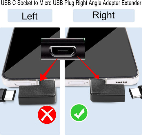 QIANRENON USB C to Micro USB 90° Angle Charging Data Connector Plug USB C Female to Micro USB Male Right Angle Adapter 10W (5V2A) 480Mbps, for Pho...