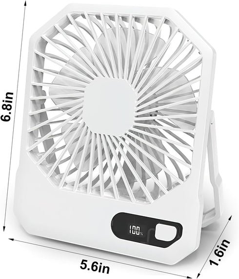 Desk Fan Battery Rechargable Fan, Ultra Quiet Small Portable Fan, 2600mAh 180°Foldable Portable Personal Fan 3 Speeds Adjustable Fan with USB and ...