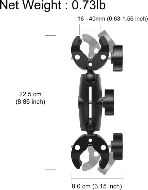 Double Mount Clamp Bracket Monitor Magic Socket Arm for Desk Photo Studio Light Stand, Photography Reflector, Flag Holder Mount, Cross Bars, Umbre...