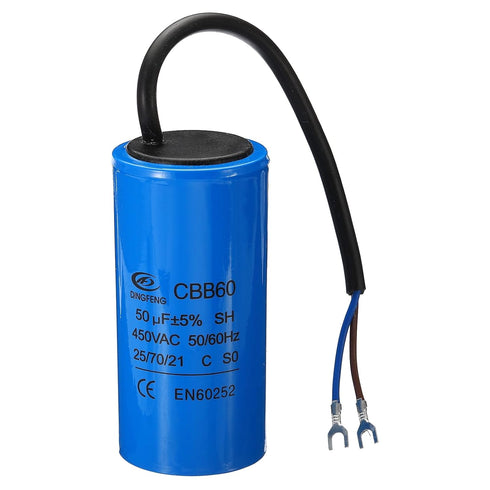 PATIKIL CBB60 50uF Running Capacitor, AC 450V 2 Wires 50/60Hz Cylinder 100x50mm for Air Compressor Motor, Washing Machines, Refrigerators Motor St...