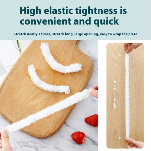 50pcs Disposable plastic food cover, cling film, elastic food cover, refrigerator fruit food, elastic dustproof bowl, cup cover, kitchen cling fil...