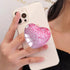 Expandiing Moblile Cell Phone Grip Heart Shape Glass Holder for Smartphones, Cellphone Collapsible Stand? Pink Red...