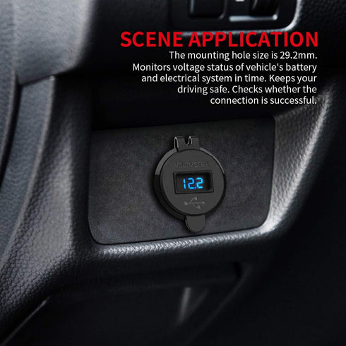 DAIERTEK Quick Charge 3.0 USB Charger Socket Car Aluminum Waterproof Dual Power Outlet Fast Charger with Blue LED Voltmeter & Wire 10A Fuse for 12...