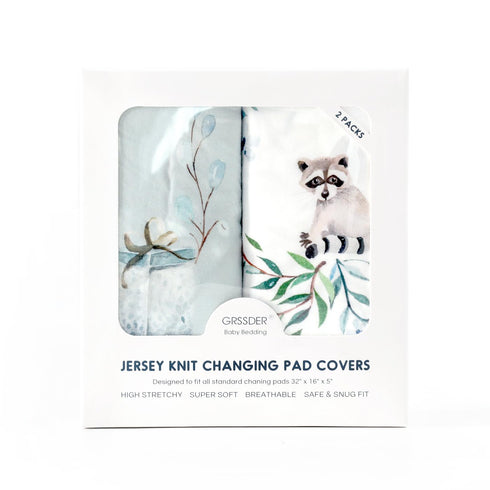 GRSSDER Stretch Ultra Soft Jersey Knit Changing Pad Cover Set 2 Pack, Change Table Pad Covers Fit 32"/34" x 16" Pads Safe and Snug, Pretty Pattern...