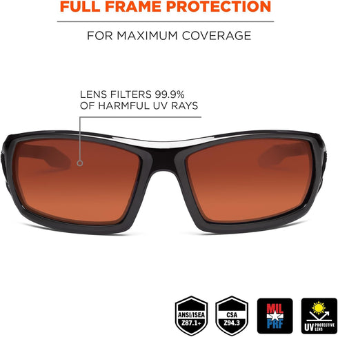 Skullerz Odin Safety Sunglasses - Black Frame, Copper Lens...