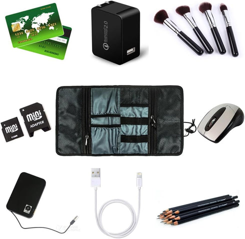 ProCase Electronic Organizer Cord Pouch, Travel Cable Charger Phone Accessories Bag Organizer Roll up Tech Carrying Case for USB Cables SD Memory ...