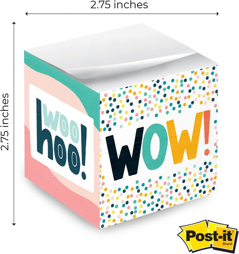 Modern Appreciation Sticky Note Cube / 600 Sheets / 2.75" Motivational Memo Block Printed On 4 Sides/Colorful Empowering Messages/Made in USA...