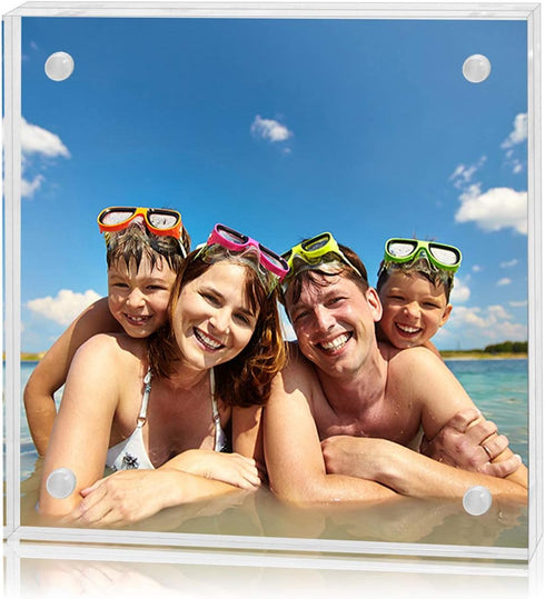 Americanflat 4x4 Acrylic Picture Frame - Double Sided Frames with Magnetic Corners - Transparent Acrylic Frames for Desk or Tabletop Display - 4x4...
