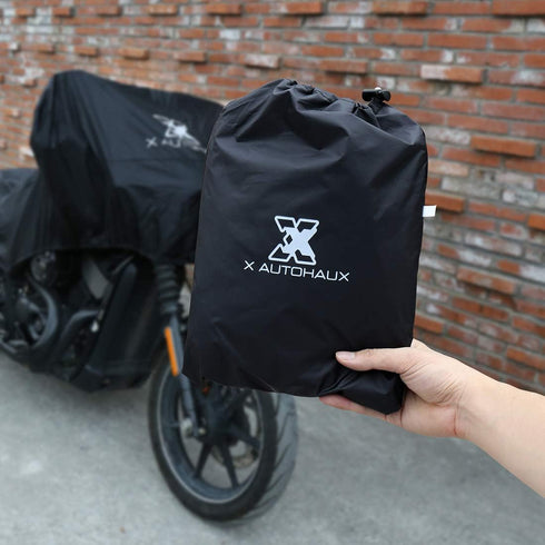 X AUTOHAUX Motorcycle Cover Street Bike Scooter Lightweight Half Cover Outdoor Waterproof Rain Dust Protector Black Size M for Kawasaki for Harley...