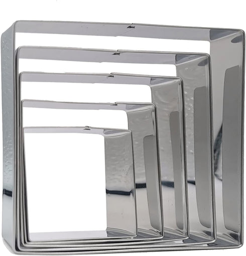 Square Cookie Cutter Set-5 Pack Stainless Steel Square Biscuit Molds Fondant Cake Cookie Cutter Set Pastry Mold-2",2.5", 3", 3.5",4"...