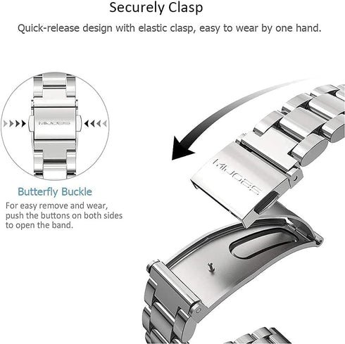 MIJOBS Strap for Xiaomi Mi Band 6 Mi Band 5, Metal Strap Compatible with Mi Band 4 Mi Band 3 Replacement Wristband Stainless Steel Watch Band for ...