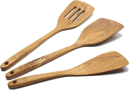 FAAY 3-in-1 Wooden Spatulas, Kitchen Utensils, Cooking Utensil, 100% Healthy Utensils from High Moist Resistance Teak, Eco-Friendly Wood Spatula f...