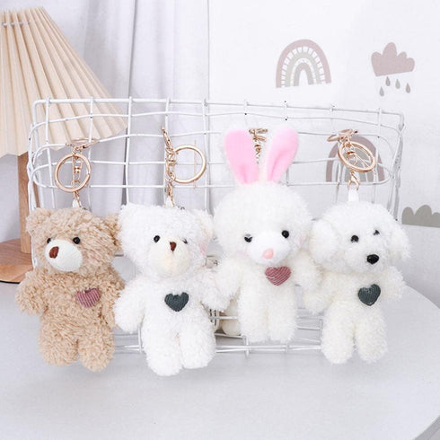 3/4 Pcs Plush Bears Keychain Plush Figures Stuffed Animals Keyring Pendant Key Holder Plush Keychain Bag Accessories...