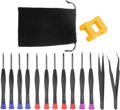 uxcell Electronics Repair Tool Kit, 14 in 1 Magnetic Precision Screwdriver Tweezer Magnetizer Sets for Repairing Mobile, Computer, Laptop, Small H...