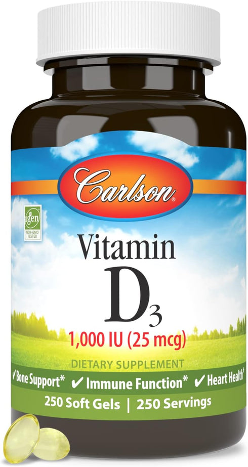 Carlson Vitamin D3, 1000 IU, 250 Softgels...
