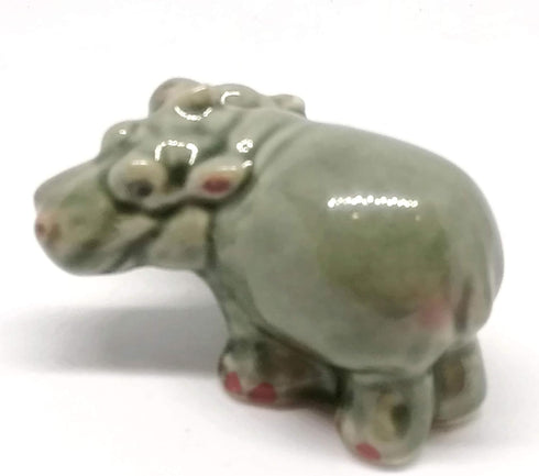 ZOOCRAFT Ceramic Hippo Figurine Mom and Baby Hand Painted Porcelain Terrarium Garden Decor Collectibles...