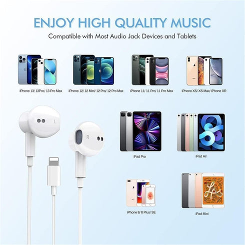 2 Pack-Wired Headphones for iPhone 14 Pro Earbuds with Lighing Aux Jack in Ear Earphones Noise Reduction Built-in Mic & Volume Control Support for...