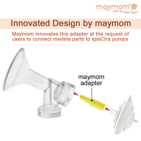 Maymom Flange Adapter Compatible with Spectra S1, S2; Connects Maymom Breastshield/Bottle and Spectra Backflow Protector (Yellow)...