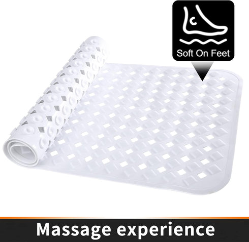 Yimobra Non Slip Bath Mat, Super Strong Suction Cups,34.5"x15.5"Long Tub Mat with Drain Holes, Machine Washable Fast Draining Shower Mats, Bathroo...