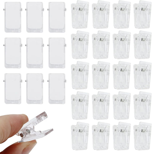 30Pcs Self-Adhesive Clips, Plastic Clear Wall Tapestry Clips, Small Double-Sided Adhesive Hanging Spring Clips for Teachers, Student Poster Photo ...