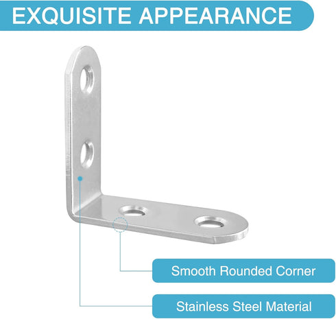 18PCS 1.57'' x 1.57'' L Bracket Corner Brace, Stainless Steel Small 90 Degree Right Angle Bracket for Wood Desk Chair Cabinet Drawer Closet Frame ...
