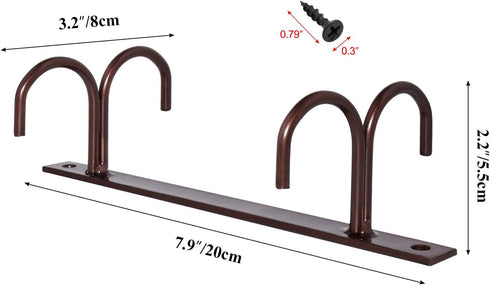 Mocoum Under Cabinet Mug Rack, Rustic Mug Organizer Rack Cup Holder Under Shelf 12 Hanging Hooks Rack for Mugs, Coffee Cups and Kitchen Utensils D...