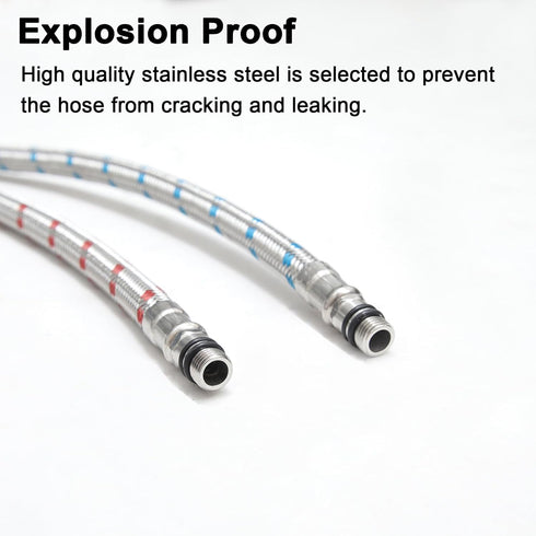 16-Inch Long Faucet Connector Braided Stainless Steel Supply Hose 3/8-Inch Female Compression Thread x M10 Male Connector, x 2 Pcs (1 Pair)...