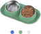 Ptlom Dog Cat Basic Food and Water Bowl Set, 2 Removable Stainless Steel Feeding Bowls with Non-Slip Leak-Proof Plastic Stand Suitable for Small a...