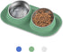Ptlom Dog Cat Basic Food and Water Bowl Set, 2 Removable Stainless Steel Feeding Bowls with Non-Slip Leak-Proof Plastic Stand Suitable for Small a...