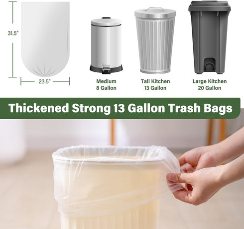 Jaoul Garbage Bags 13 Gallon Tall Kitchen, Extra Strong Kitchen Trash Bags, 0.97 Mil Thicken Garbage Bags, Large Lawn Trash Can Liners Unscented (...