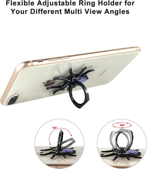 2pcs Spider Cell Phone Ring Holder Stand, Aircawin Cute Phone Finger Holder Stand Cool Animal Phone Grip Kickstand with 4pcs Ring Holder Hanging H...