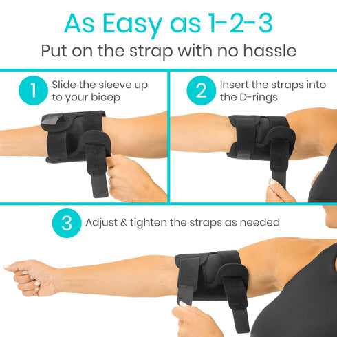 Vive Bicep Brace Compression Sleeve for Tendonitis - Upper Arm Tricep & Bicep Support Brace for Pain Relief - Comfortable, Lightweight, & Adjustab...