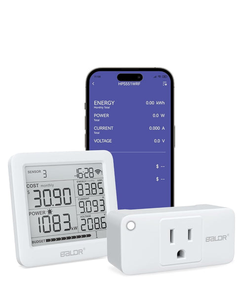 BALDR Wi-Fi Power Meter Socket: Smart Outlet for Remote Energy Monitoring, Tariff Setting, and Budget Alerts - Expands WiFi Energy Monitoring Syst...