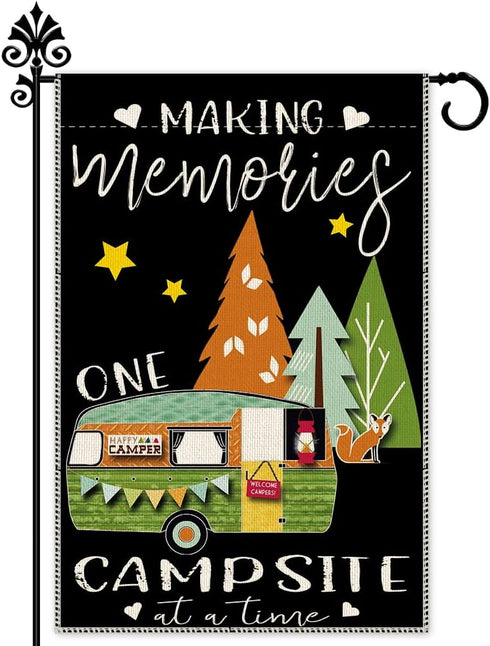 Making Memories Garden Flag, 12 x 18 Inch Double Sided Holiday Yard Outdoor Farmhouse Lawn Decoration Flag, RV Forest Campground Bonfire Camper Ca...