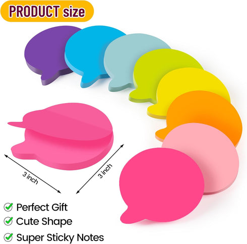 Bubble Sticky Notes 3x3 in, 8 Pads, Super Cute Bright Color Strong Adhesive Post, Clean Removal, 82 Sheets/pad...