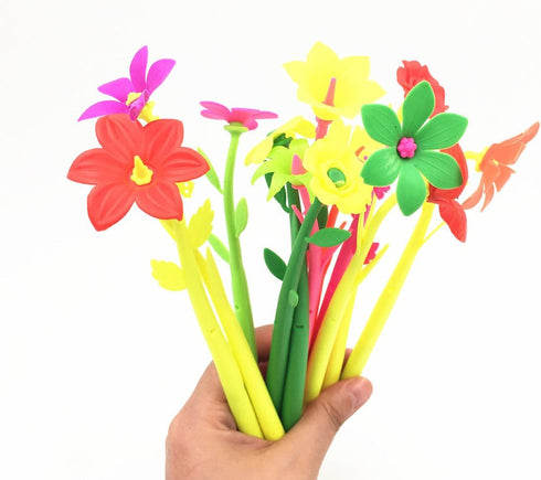 Yansanido Fluent Writting Pen, 12 Pcs 0.5 mm Black Ink Flower Shape Rolling Ball Cute Gel Ink Pen for Student and School Office Supplies (flower)...