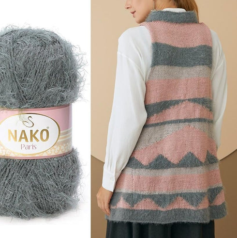 Generic Nako Paris Yarn Set of 2 Balls, Total 536 Yards Soft Fluffy Turkish Yarn, Shawl Hat Scarf Yarn, Crochet and Knitting Thread, Cardigan Yarn...