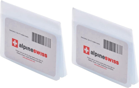 Alpine Swiss SET OF 2 Clear Plastic Wallet Inserts 12 Pages Picture Card Holder...