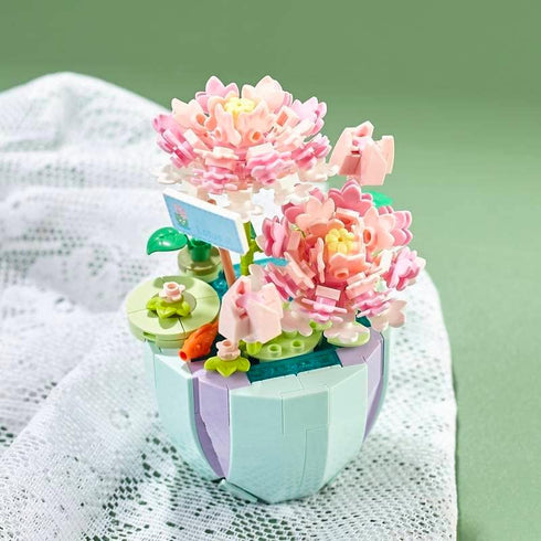 Lotus Flower Building Set, Mini Cute Botanical Collection Flower Bonsai Plant, Creative for Kids 6+ and Adults, Room Or Home Decor (312PCS) - No C...