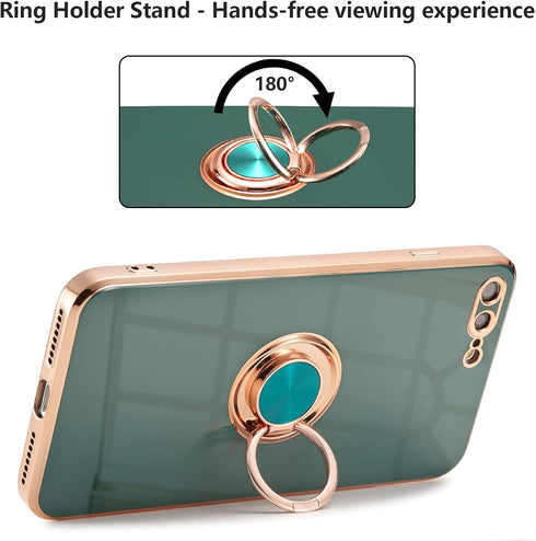 EYZUTAK Electroplated Magnetic Ring Holder Case, 360 Degree with Rotation Metal Finger Ring Holder Magnet Car Holder Soft Silicone Shockproof Cove...