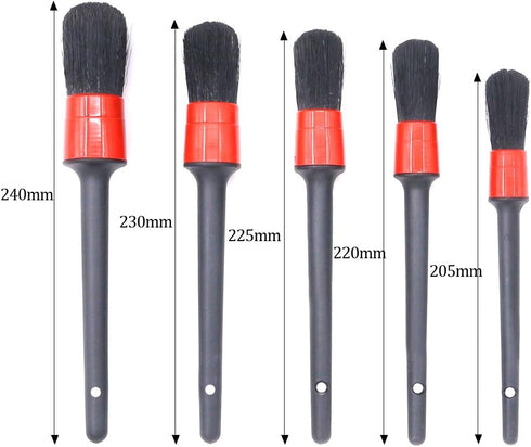 Swpeet 5 Pcs Premium Natural Boar Hair Detail Brush Set, Automotive Detailing Brushes for Cleaning Wheels/Engine/Interior/Emblems/Interior/Exterio...